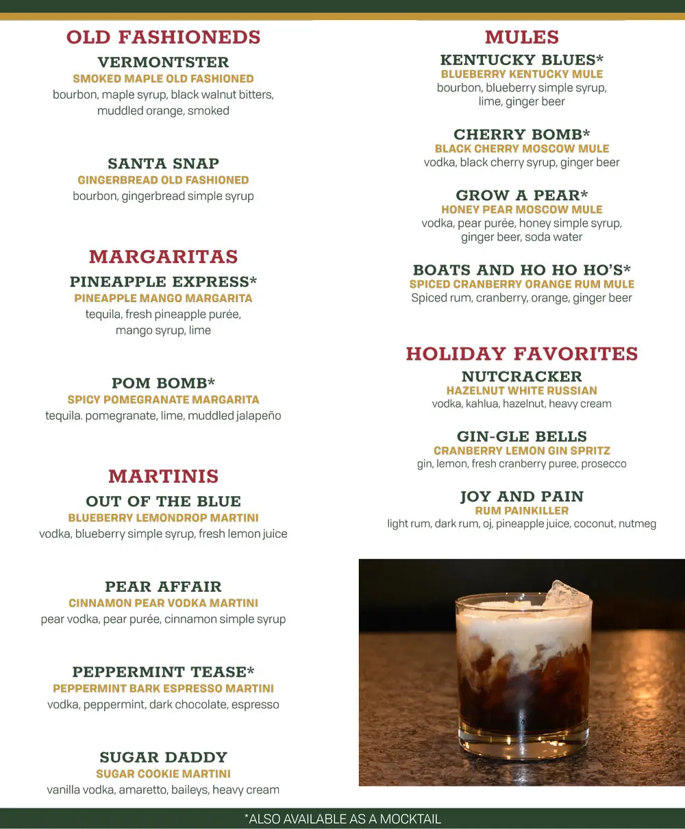Winter Cocktail Menu